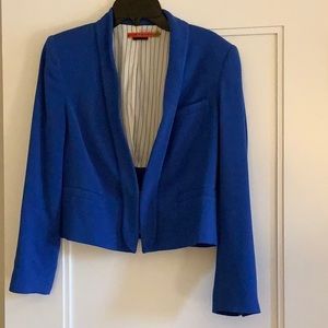 Alice + Olivia blue cropped tuxedo jacket